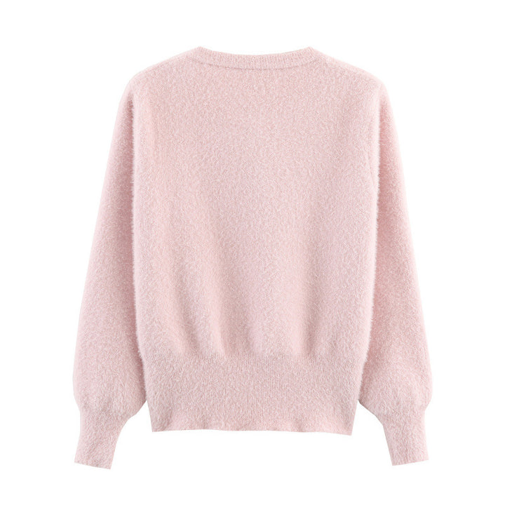 Damen stylische Strickjacke mit einzigartigen Blumenapplikationen Drune