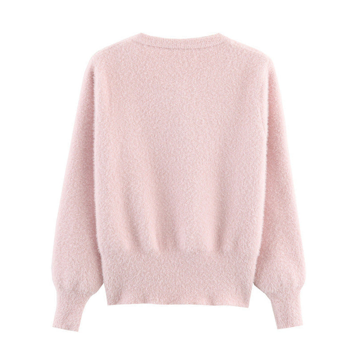 Damen stylische Strickjacke mit einzigartigen Blumenapplikationen Drune