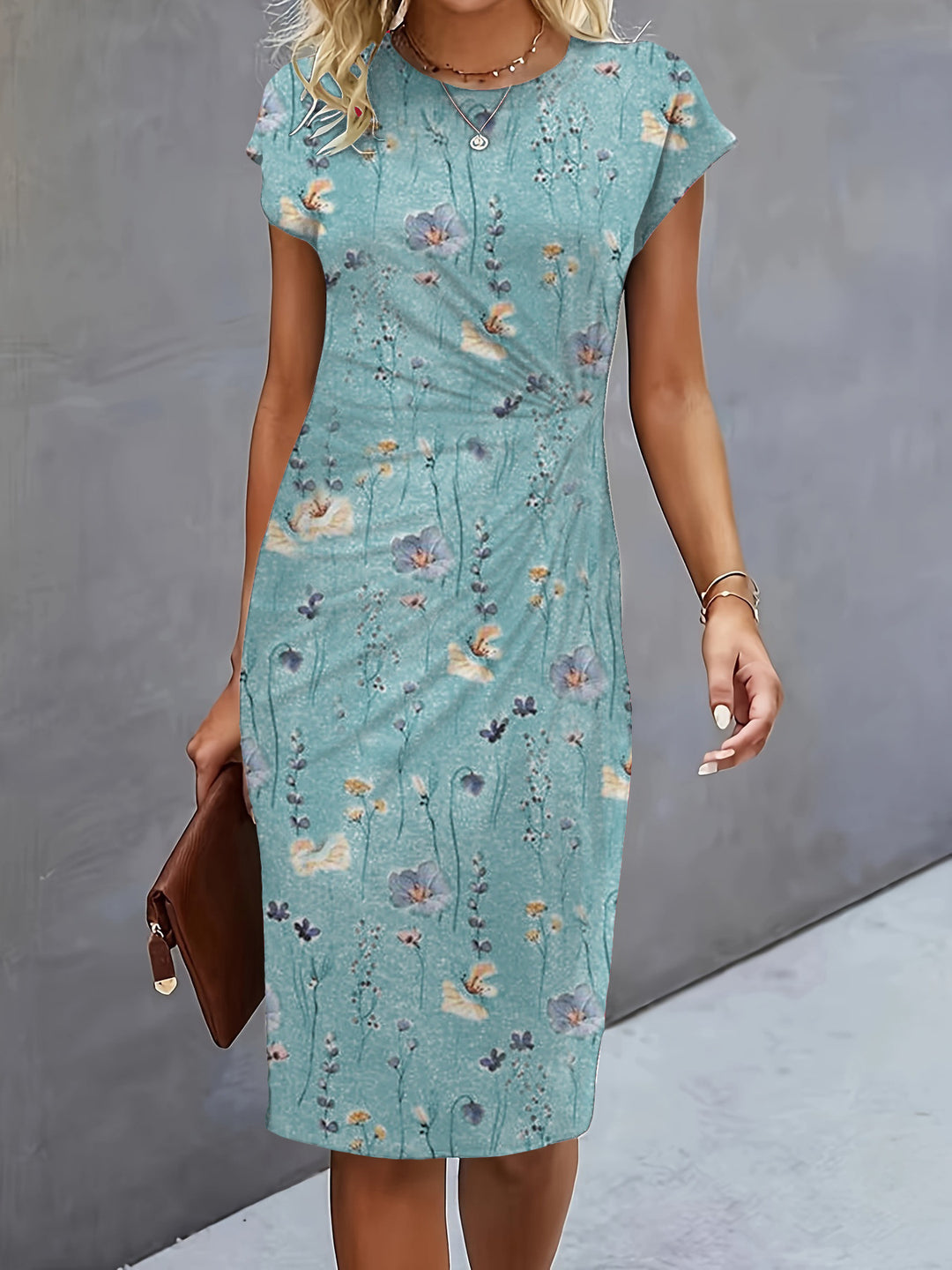 Damen elegantes Wickelkleid mit figurbetontem Design und feinem Jersey-Material Drune