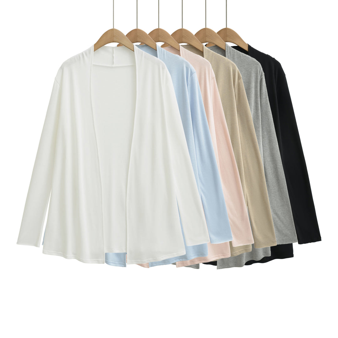 Damen Offener fließender Jersey-Cardigan mit Wasserfallkante Drune