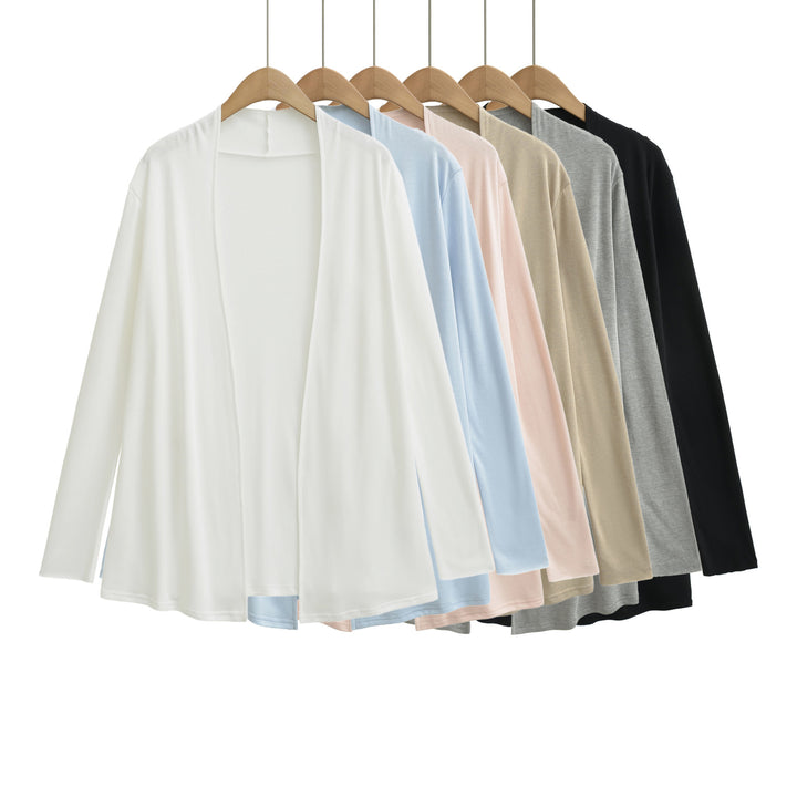 Damen Offener fließender Jersey-Cardigan mit Wasserfallkante Drune
