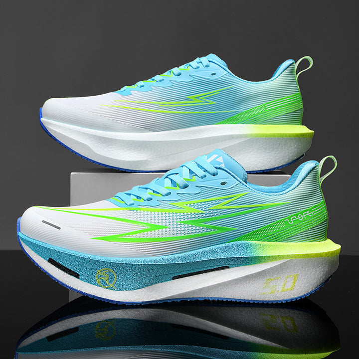 Unisex gedämpfte Race-Plateau-Laufschuhe mit Rocker-Zwischensohle und atmungsaktivem Micro-Mesh Drune