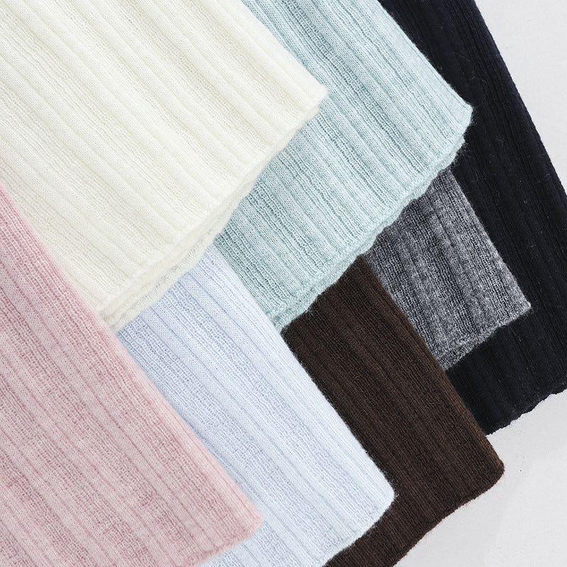Damen Feines Geripptes Kurzarm-Feinstrickshirt mit Stehkragen Drune