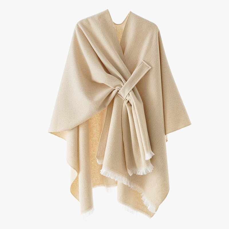 Damen Luxuriöser Oversize Poncho aus hochwertigem Mischgewebe Drune