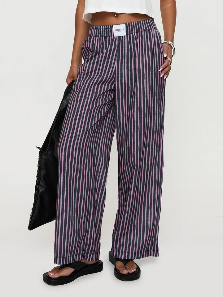 Damen Locker geschnittene Streifenhose Drune