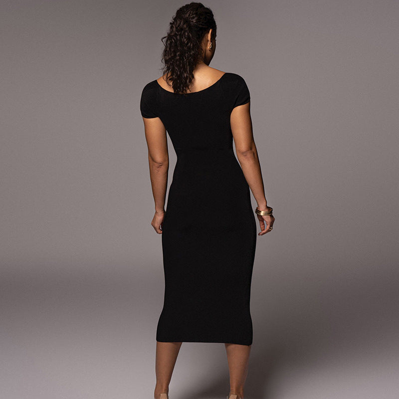 Damen Figurnahes Midi-Kleid mit schulterfreiem Design und eleganten Raffungseffekten Drune