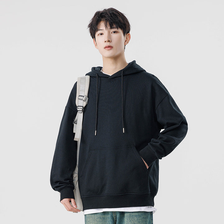 Unisex Oversize-Kapuzenpullover mit Kängurutasche und Drop-Shoulder Drune