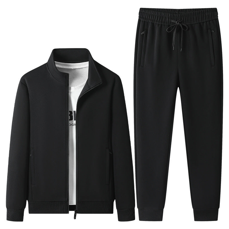 Herren Freizeit-Trainingsanzug Set mit Stehkragen Reißverschlussjacke und Jogginghose aus French Terry Drune