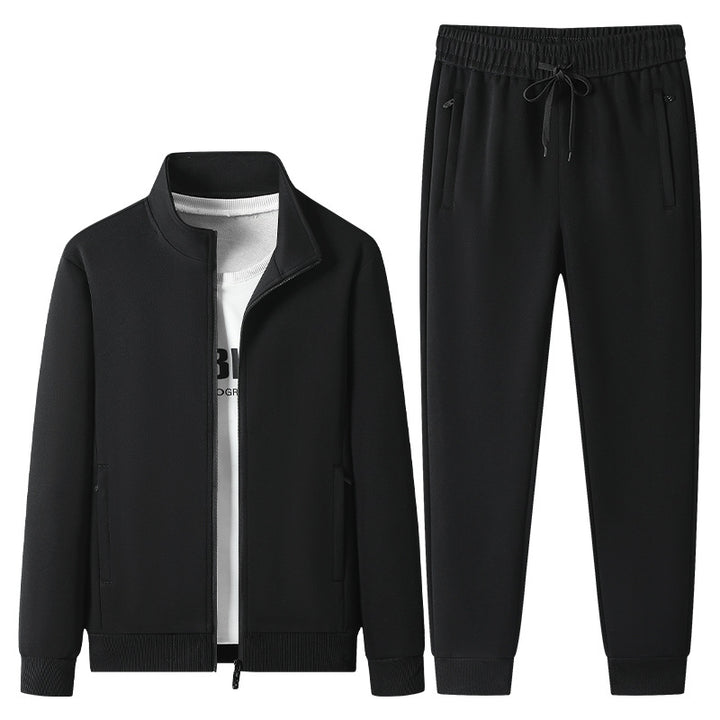 Herren Freizeit-Trainingsanzug Set mit Stehkragen Reißverschlussjacke und Jogginghose aus French Terry Drune