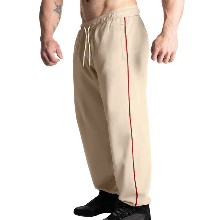 Herren nan weite Freizeit-Jogginghose mit elastischem Tunnelzugbund, dezentem Seitenstreifen und tiefen Eingrifftaschen Drune