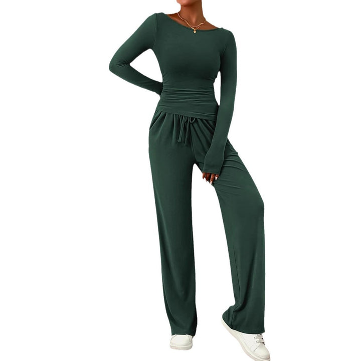Damen elegantes und bequemes Lounge-Set mit langem Arm und elastischem Bund Drune