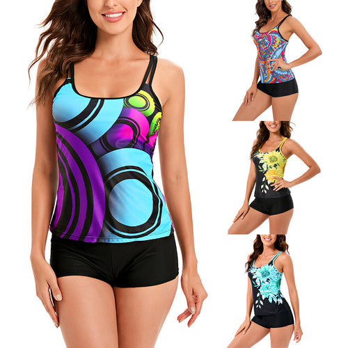 Damen Tankini-Set mit floralem Oberteil und praktischen Shorts Drune