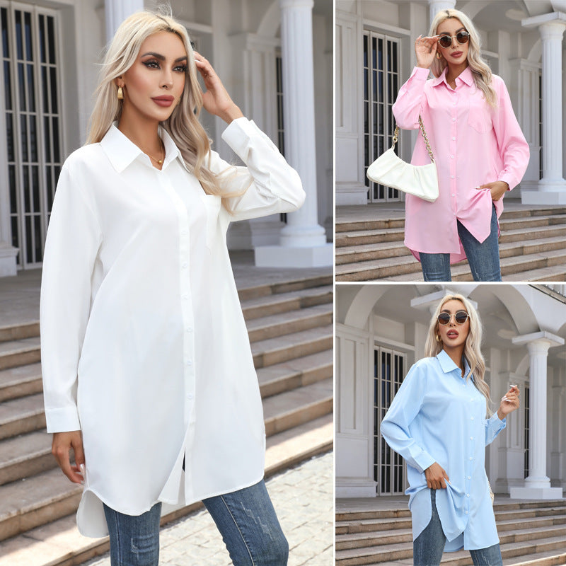 Damen Übergrößen-Hemdbluse mit modernen Details und Brusttasche Heidi-Mode