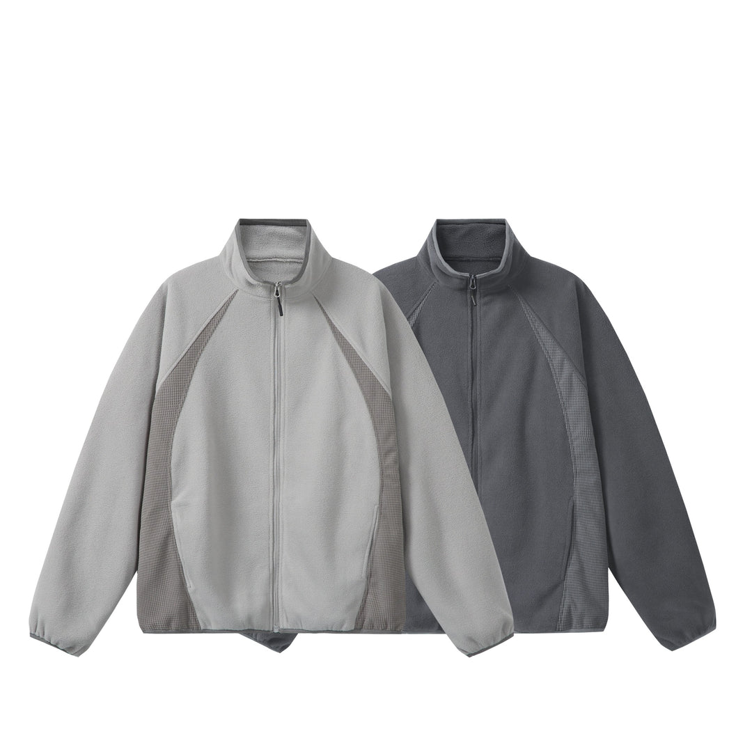 Unisex Fleece-Zippjacke mit Stehkragen und strukturierten Seiteneinsätzen Drune
