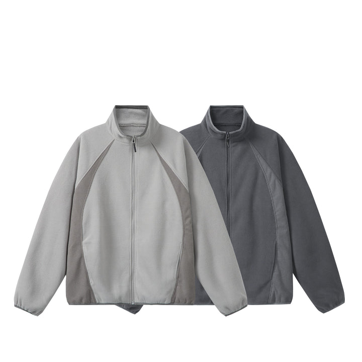 Unisex Fleece-Zippjacke mit Stehkragen und strukturierten Seiteneinsätzen Drune