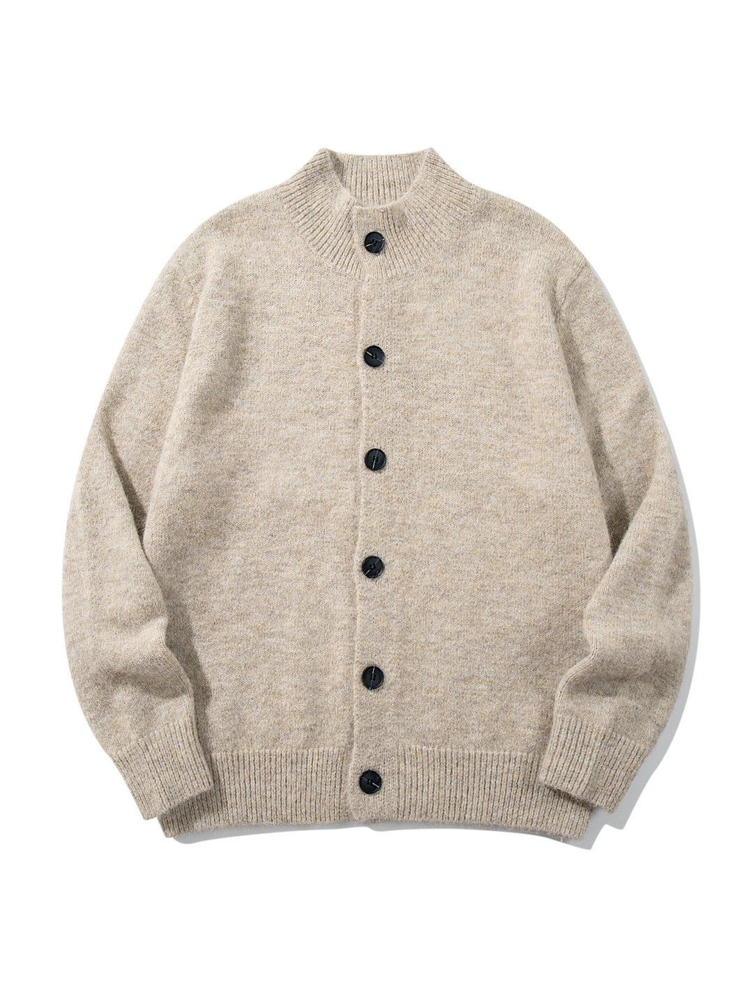 Unisex Grobgestrickte Bouclé-Cardigan mit Stehkragen und Knopfleiste Drune