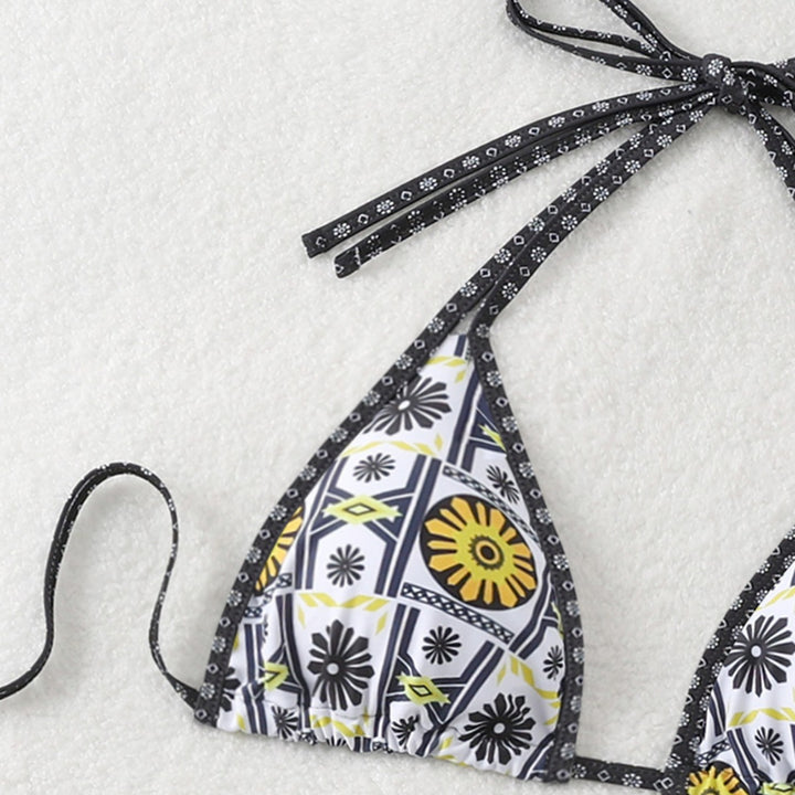 Damen Triangel-Bikini mit modernem geometrischem Muster Drune