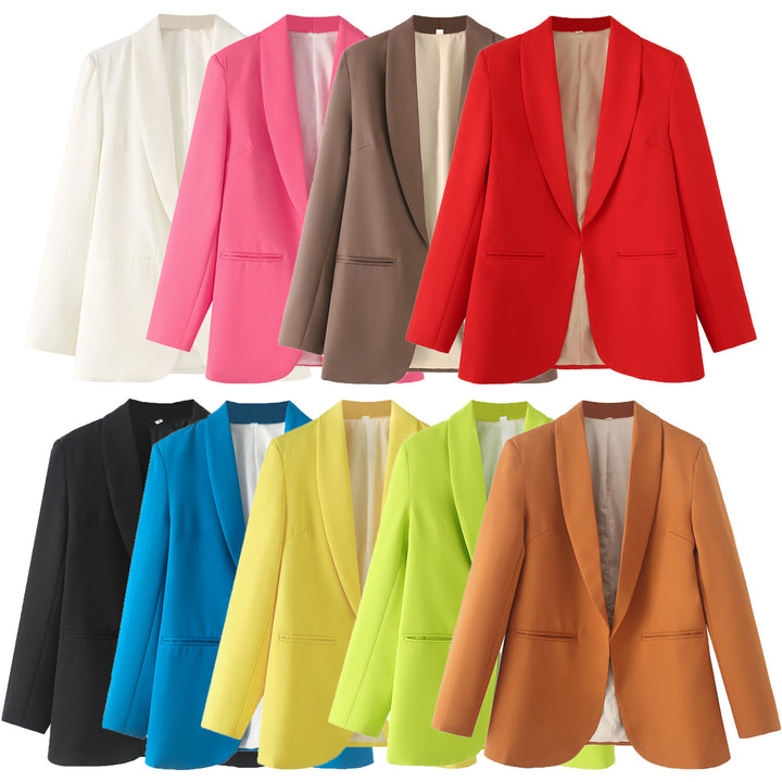 Damen nan eleganter Longblazer mit Schalkragen, unstrukturiertem Fall und paspelierten Leistentaschen Drune