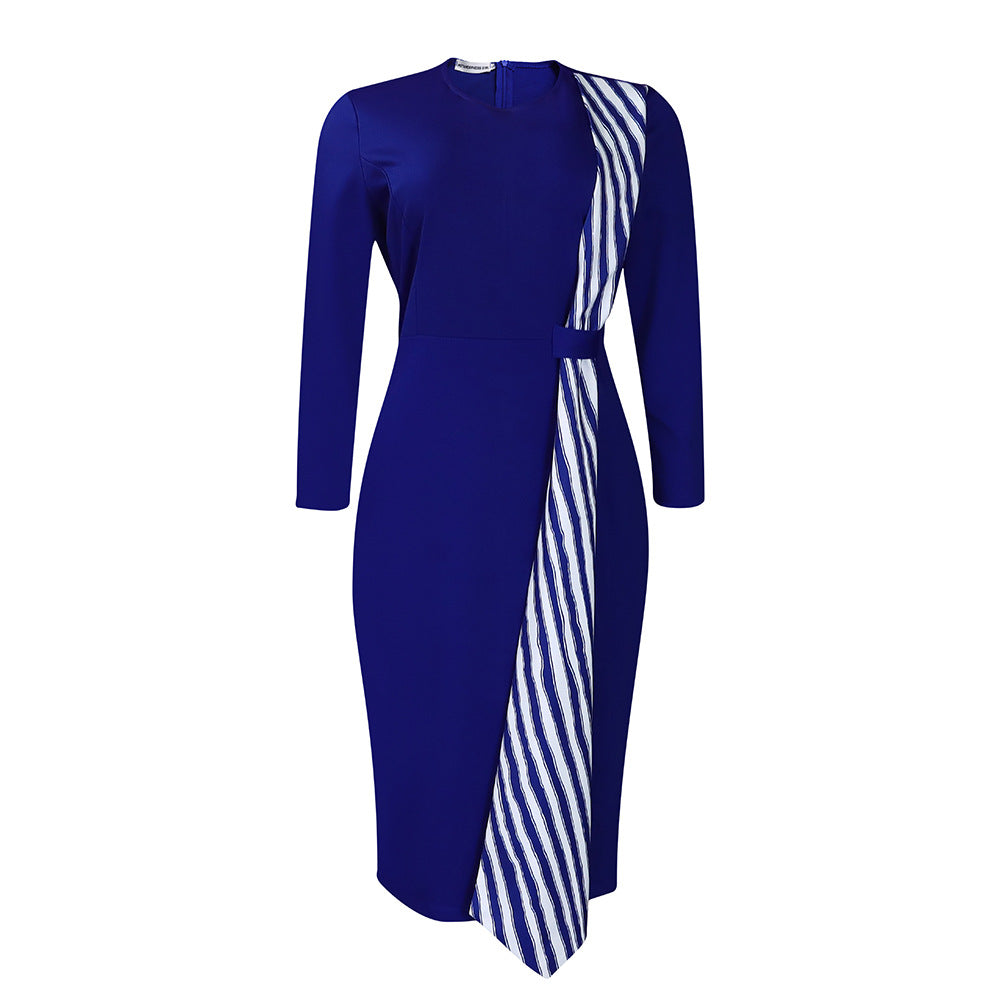 Damen elegantes Kleid mit asymmetrischem Bindedetail und schmalem Schnitt Drune