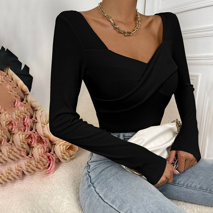 Damen figurbetonter Ripp-Body mit quadratischem Ausschnitt und Drapé-Bustier Drune