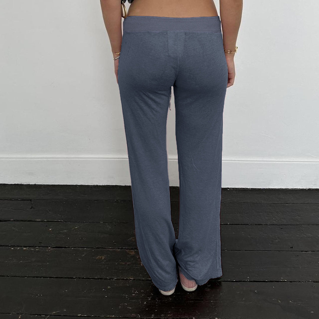Damen Flared Jogginghose mit farblich abgesetztem Bund und modischem Schriftzug Drune
