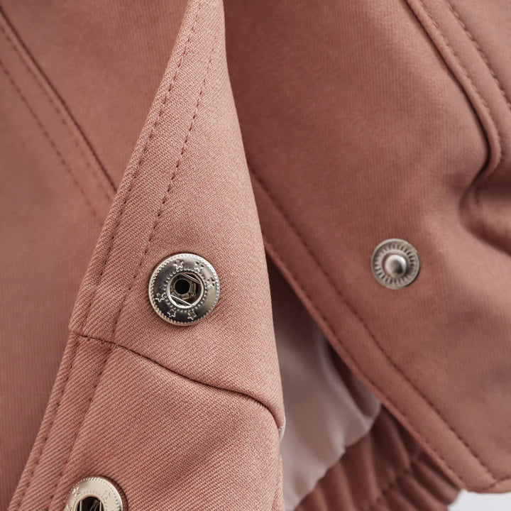 Damen Kurze Utility-Jacke mit Stehkragen, aufgesetzten Pattentaschen und Gummizugbund Drune