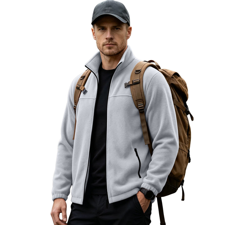 Herren Leichte Outdoor-Fleecejacke mit Stehkragen und Reißverschlusstaschen Drune