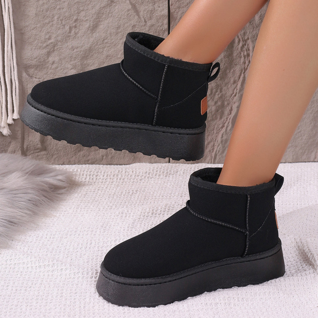 Damen Gefütterte Kurzstiefel mit Plateau‑Sohle und Velours‑Optik Drune