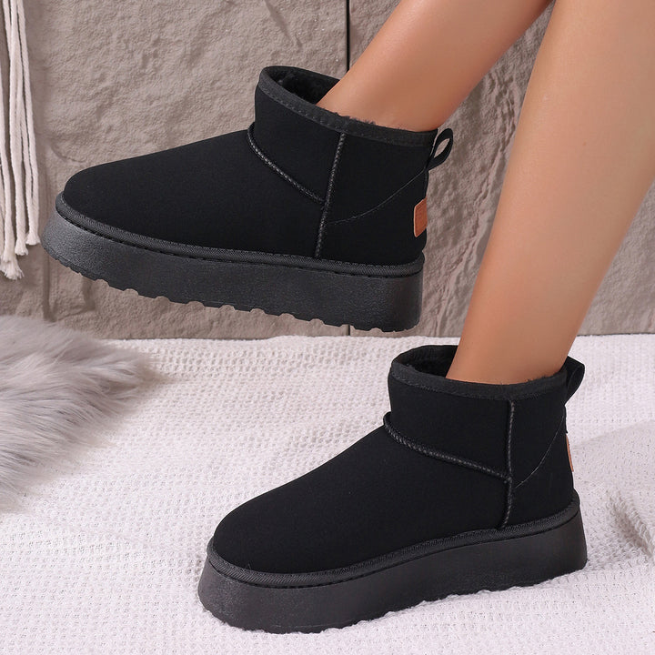 Damen Gefütterte Kurzstiefel mit Plateau‑Sohle und Velours‑Optik Drune