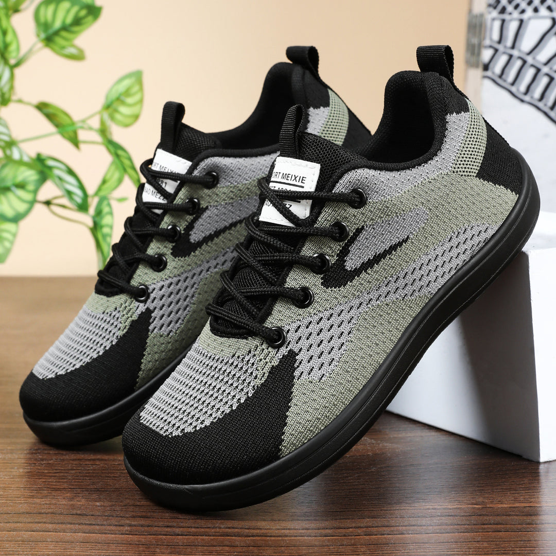 Damen nan leichter atmungsaktiver Strick-Freizeitsneaker mit elastischer Schnürung und stoßdämpfender EVA-Zwischensohle Drune