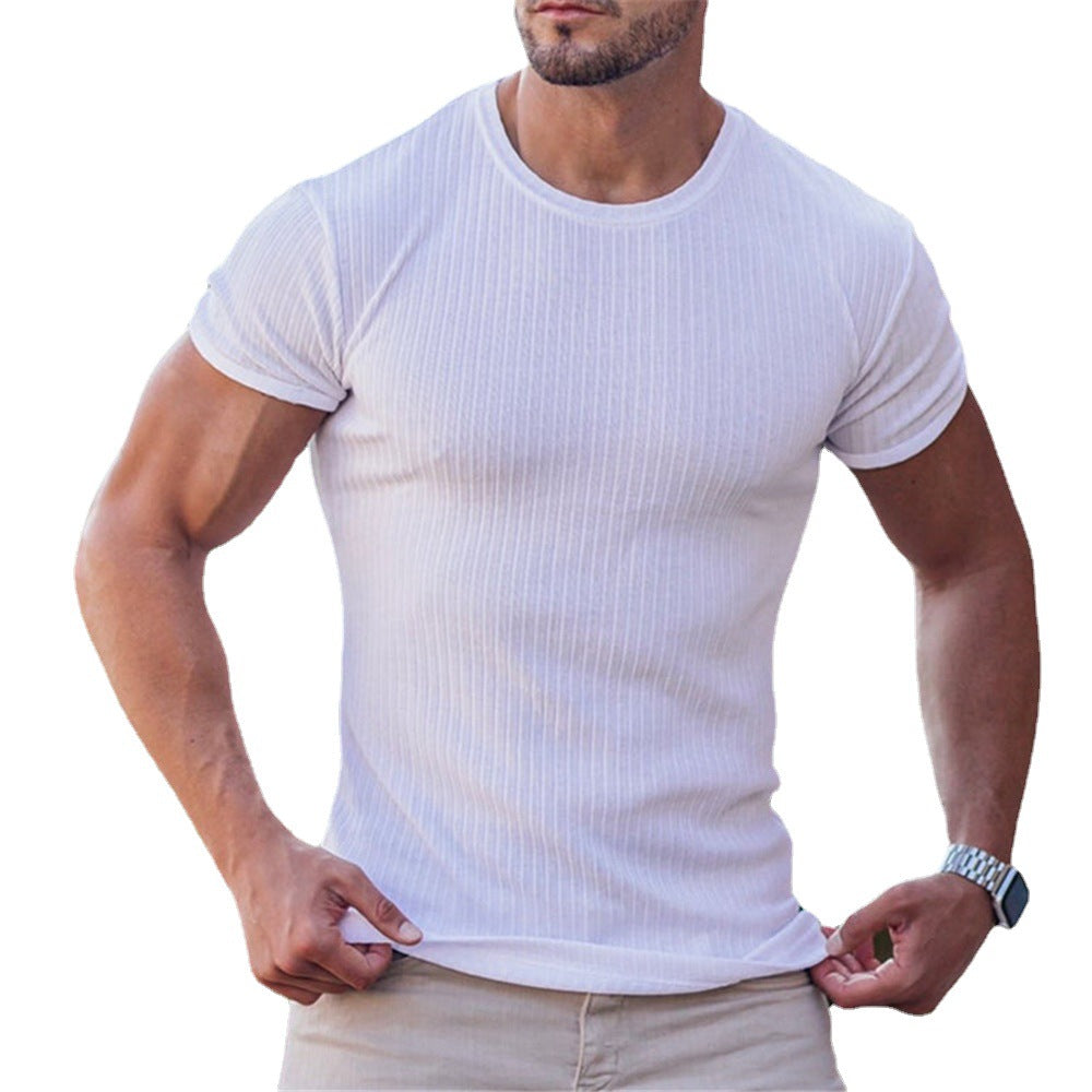 Herren figurbetontes Kurzarmshirt mit Rippstruktur Drune