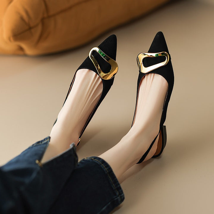 Damen Slingback Ballerinas mit eleganter Schnalle und spitzem Design Drune
