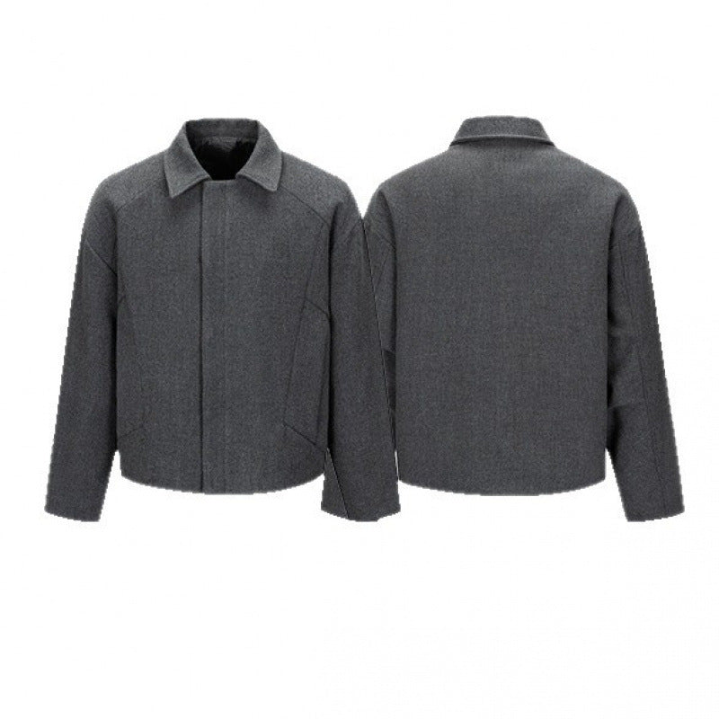 Herren Kurze kastige Wollmix-Übergangsjacke mit verdeckter Knopfleiste und Raglanärmeln Drune