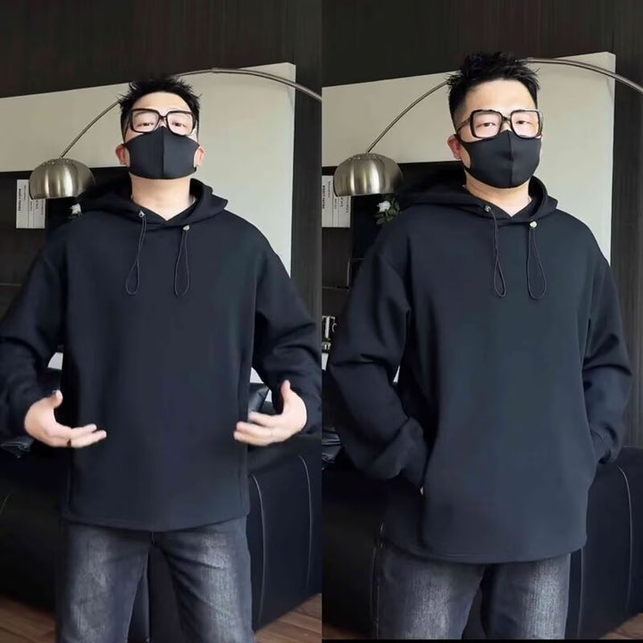 Herren Oversized Kapuzenpullover mit Dropped-Shoulder, schwerer Baumwollmischung und minimalistischer Silhouette Drune