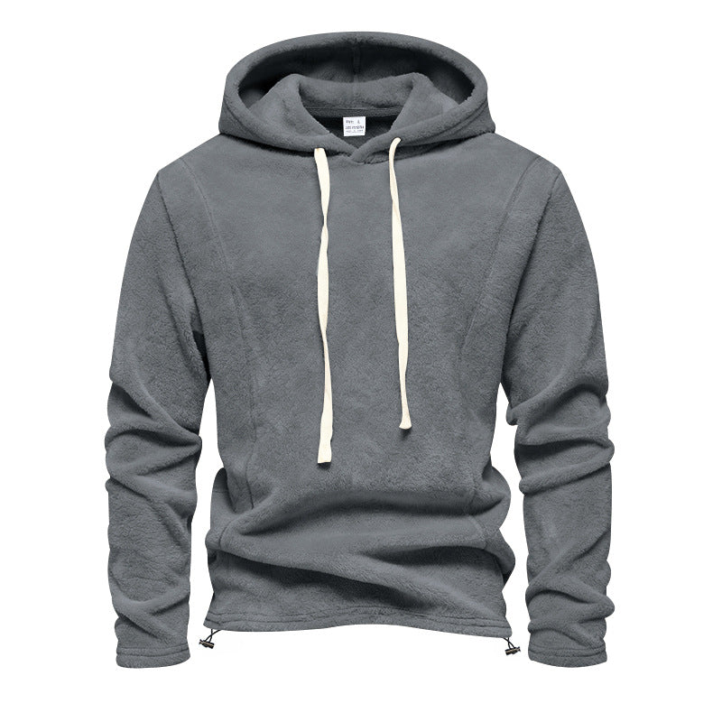 Herren Flauschiger Kapuzenpullover aus Teddy‑Fleece mit Tunnelzugsaum Drune