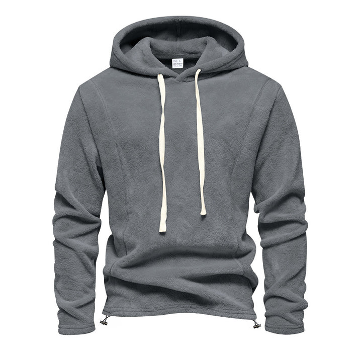 Herren Flauschiger Kapuzenpullover aus Teddy‑Fleece mit Tunnelzugsaum Drune