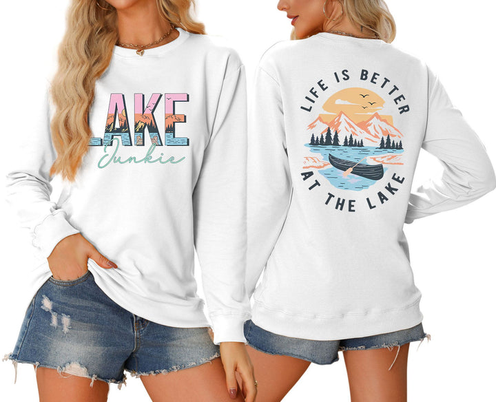 Damen Langarmshirt mit kreativem Lake-Motiv und lässiger Passform Drune