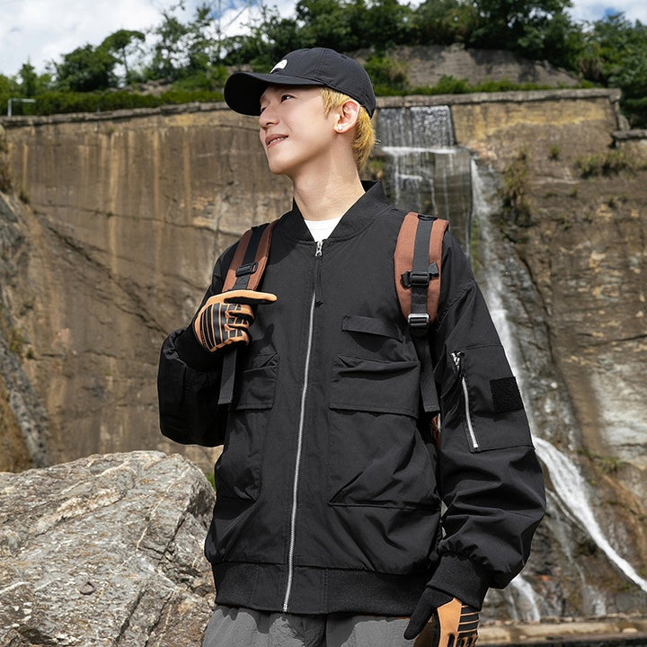 Damen Oversize Multifunktionale Field-Bomberjacke mit Cargo-Taschen & gerippten Bündchen Drune