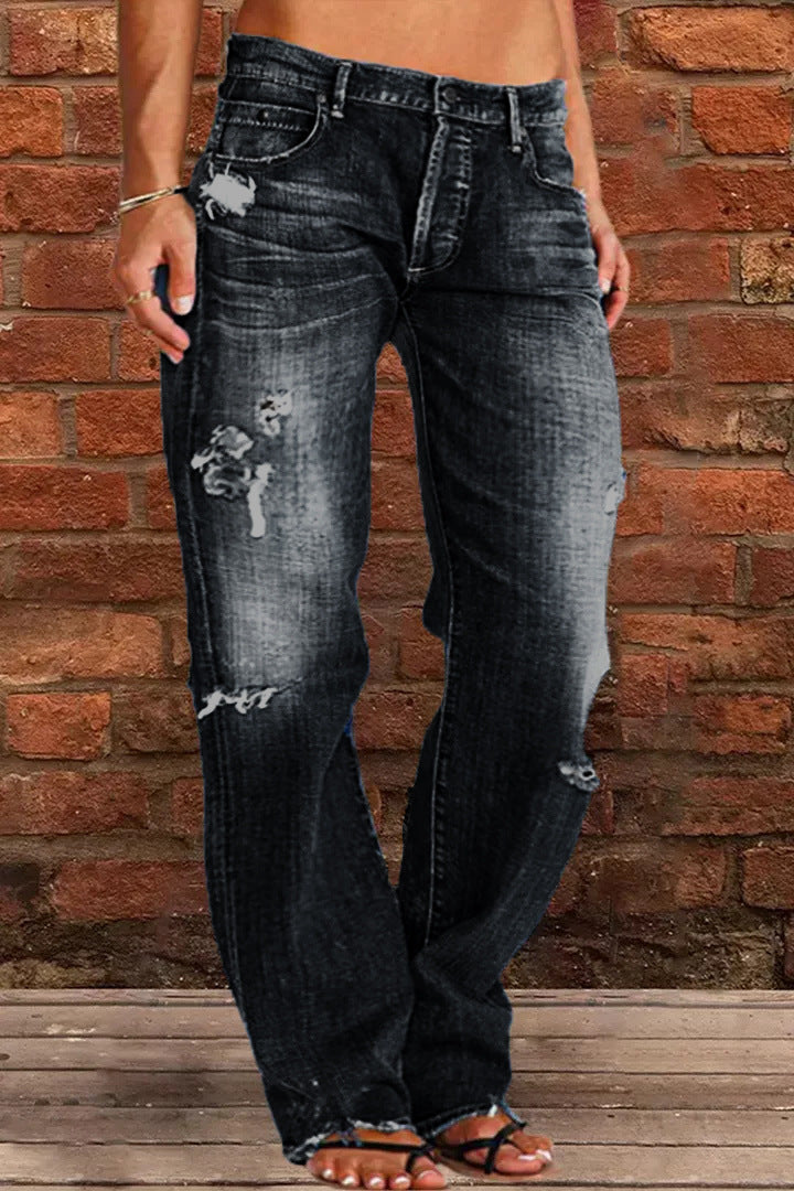 Damen lockere Jeans im Used-Look Drune
