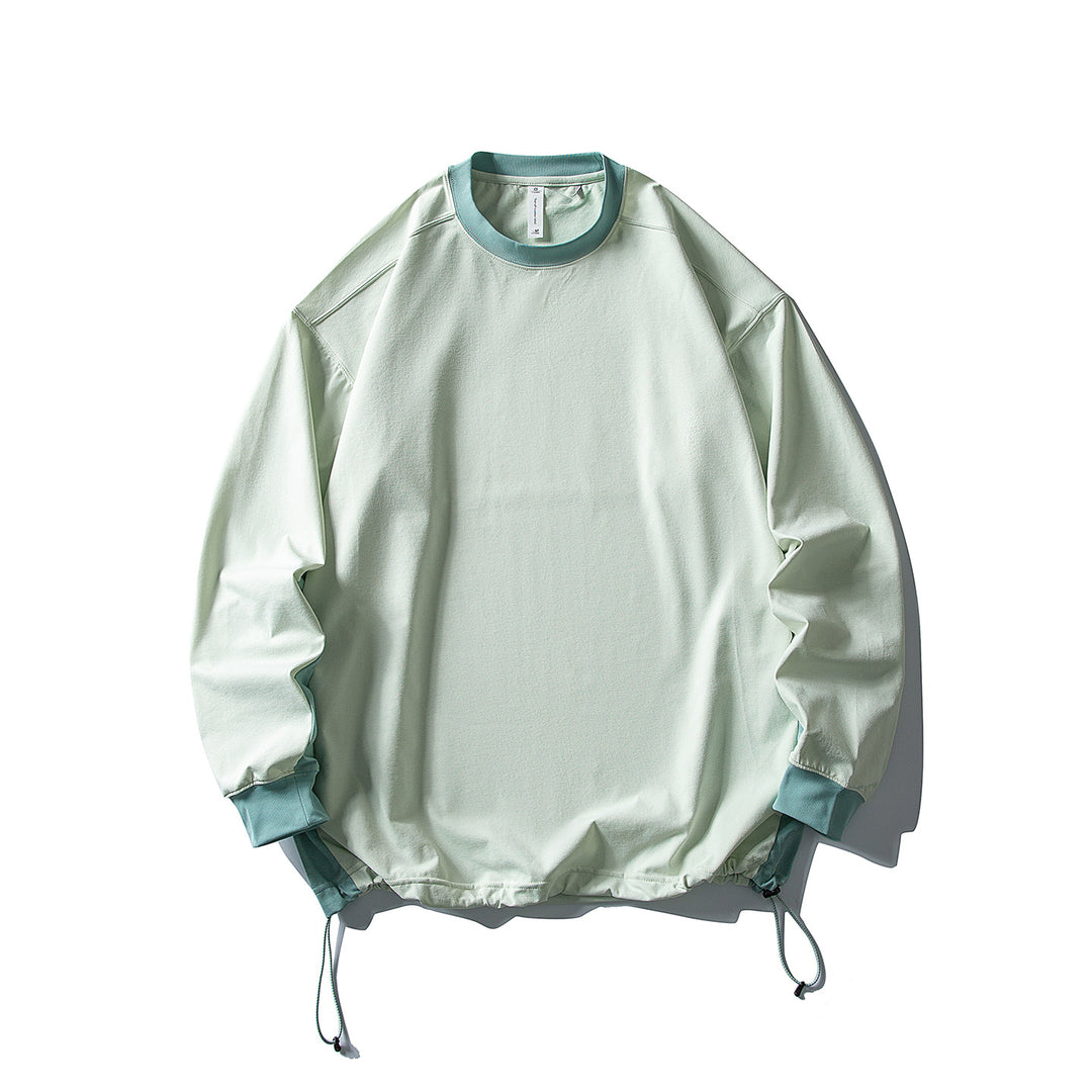 Unisex Oversize-Fleecepullover mit Kordelzugsaum und Kontrastkragen Drune