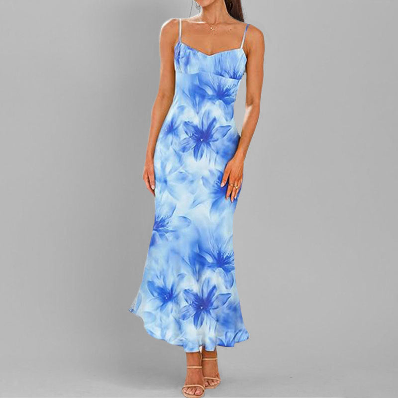 Damen Elegantes Maxikleid mit feinen Trägern und verspieltem Farbverlauf Drune