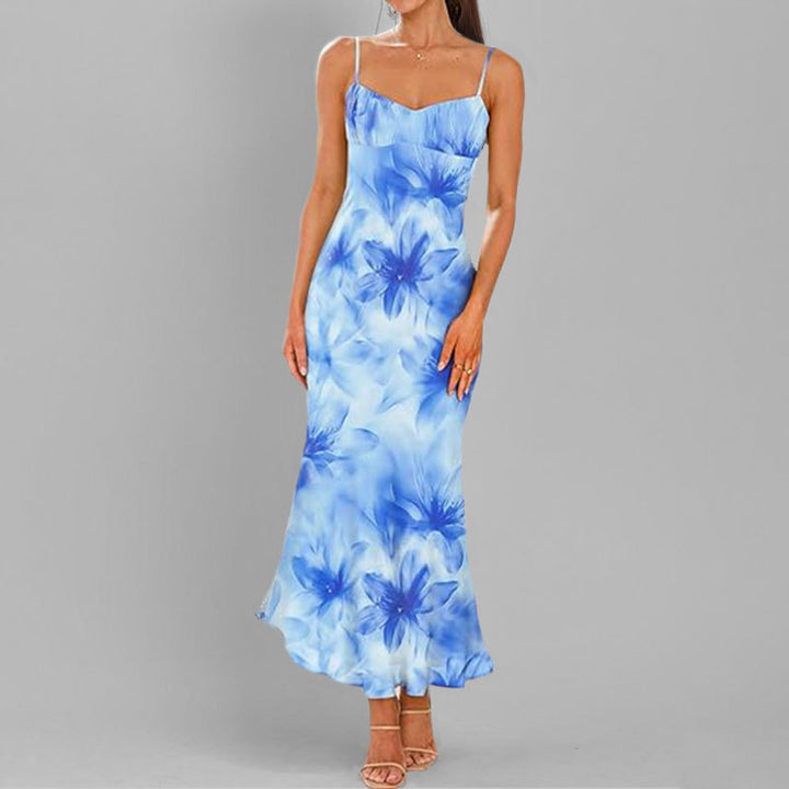 Damen Elegantes Maxikleid mit feinen Trägern und verspieltem Farbverlauf Drune