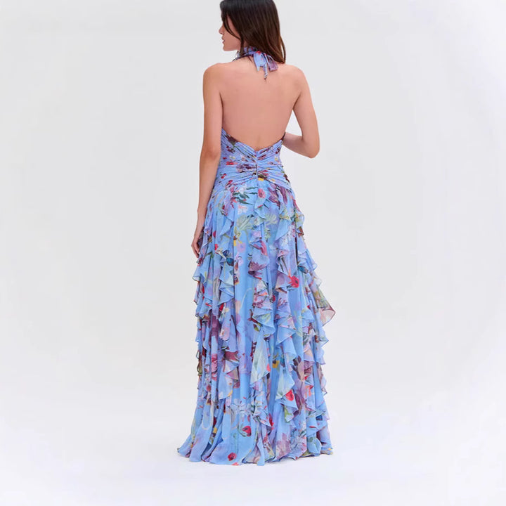 Damen elegantes, rüschenverziertes Abendkleid Drune