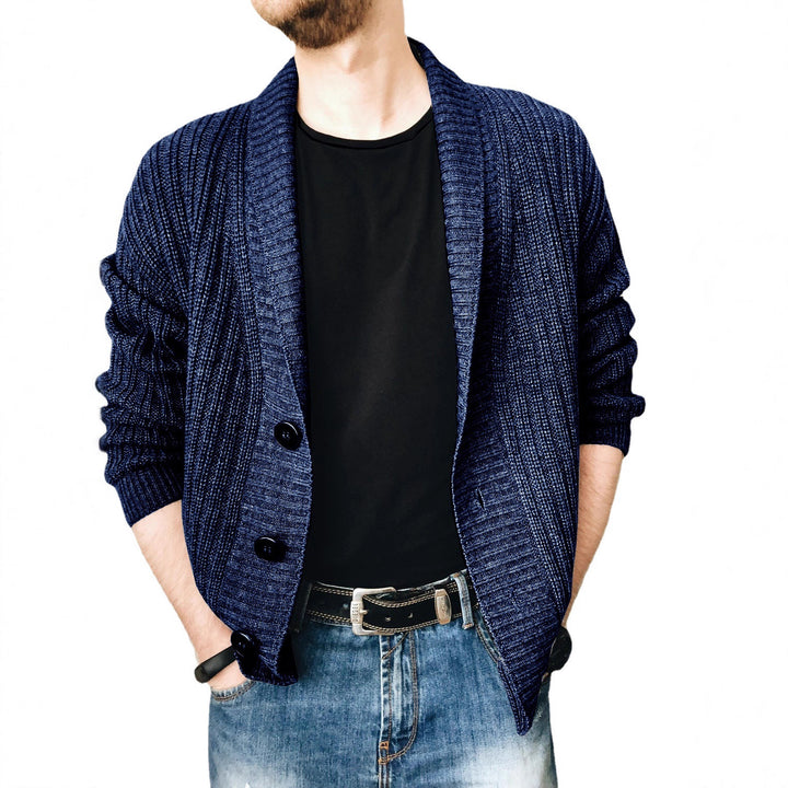 Herren Strickcardigan mit Schalkragen und Knopfleiste Drune
