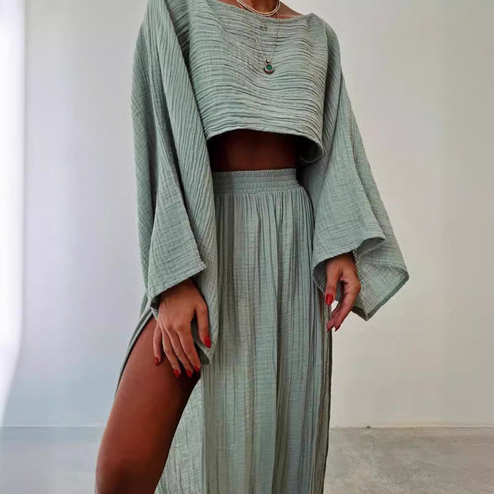 Damen Zweiteiliges Maxikleid mit Off-Shoulder-Design und Schlitz Drune
