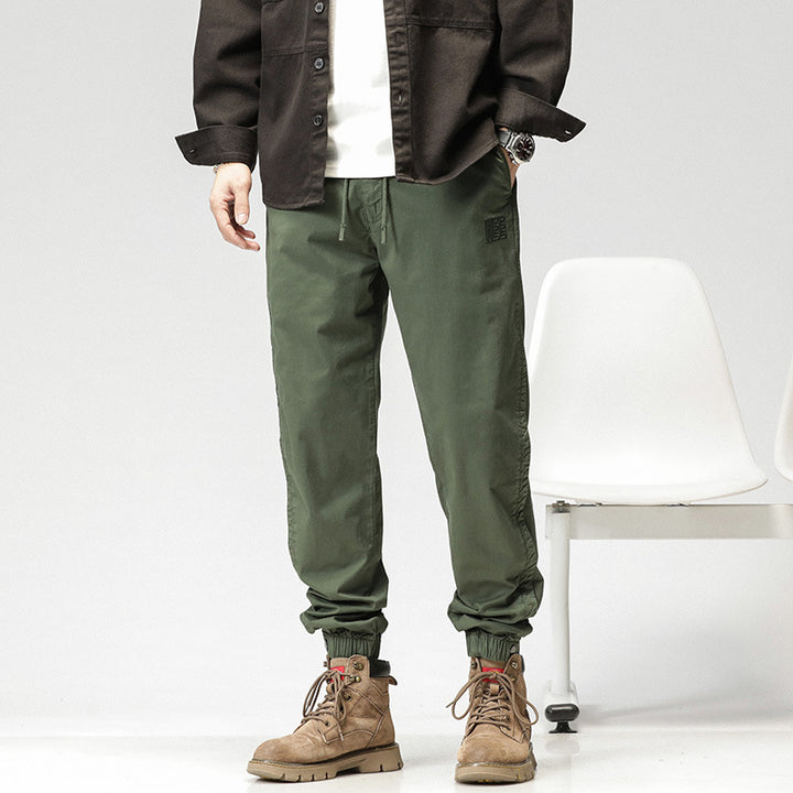 Herren Konisch geschnittene Utility-Joggerhose aus Baumwoll-Twill mit elastischem Bund und Kordelzug Drune