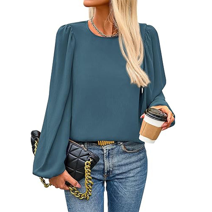 Damen Bluse mit angeschnittenen Ärmeln und eleganten Puffärmeln Drune