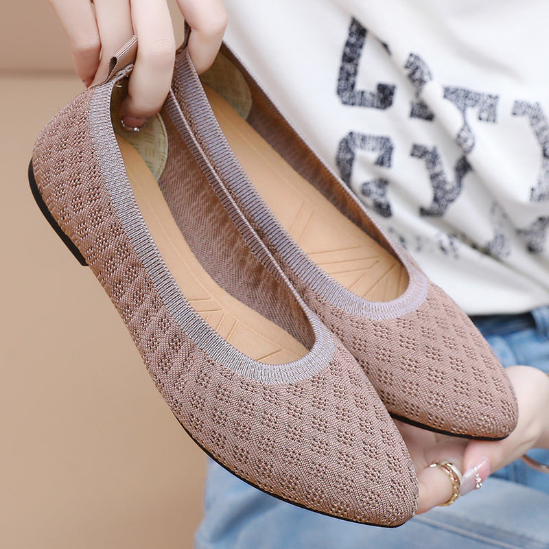 Damen nan gestrickter Ballerina-Slip-On mit atmungsaktiver 3D-Struktur und gepolstertem Memory-Fußbett Drune