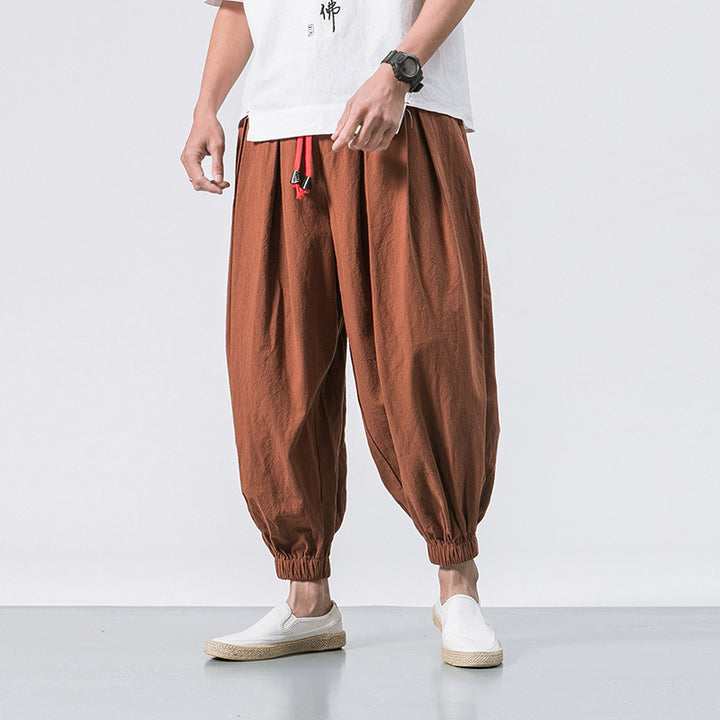 Herren nan ausgefallene Ballonhose im Haremstil mit Faltenwurf, elastischem Bund und Kordelzug Drune