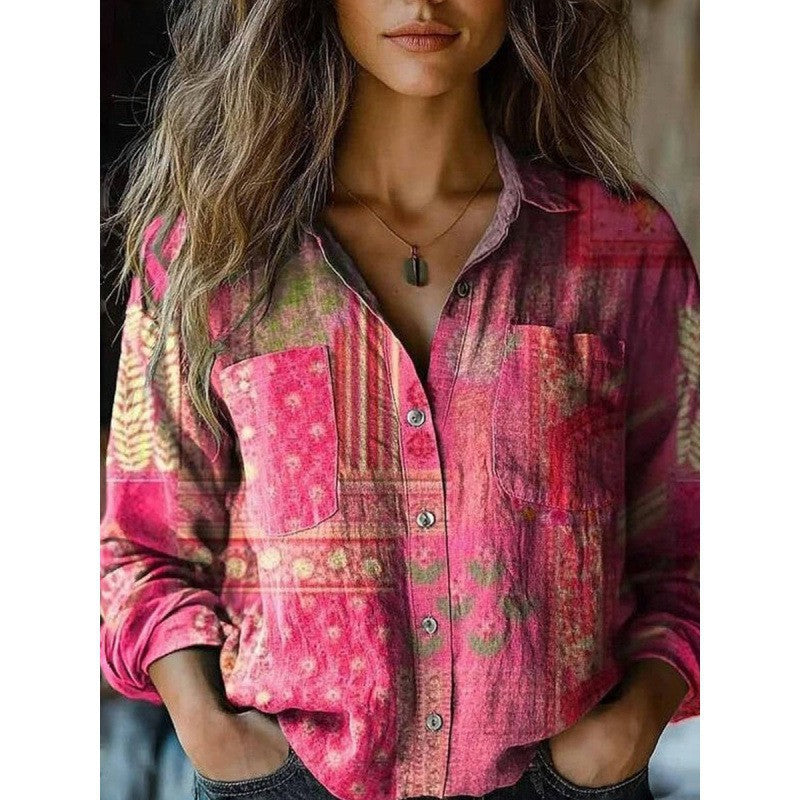 Damen Modische Bluse mit Paisleymuster Drune